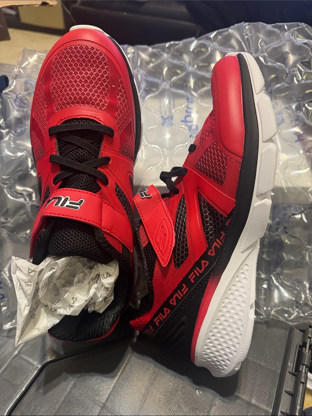FILA Red and Black Athletic Sneakers with White Sole